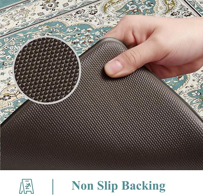 Collive Boho Anti Fatigue Kitchen Mats Sets 2 Piece Non Skid Kitchen Mats for Floor Cushioned Kitchen Rugs and Mats Waterproof Ergonomic Comfort Standing Mat Runner for Kitchen,Home,Office,Laundry