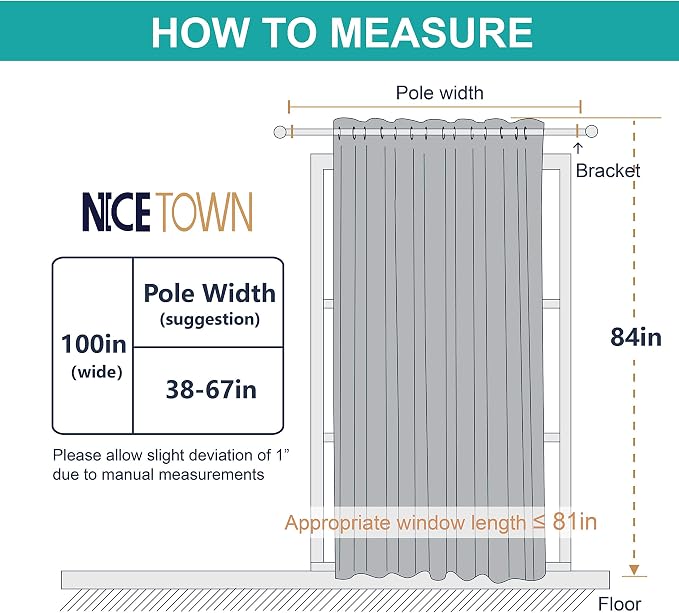 NICETOWN Lower Noise Room Divider Curtain Screen Partitions, Blackout Sound Reducing Divider Room Panel for Doorway/Glass Window/Sliding Door/Patio (1 Panel, 7ft Tall x 8.3ft Wide, Black)