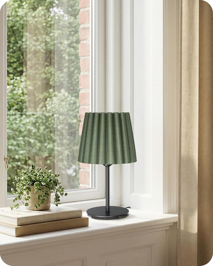 Small Bedside Table Lamps Set of 2, Dimmable Table Lamps with 3 Adjustable Color Temperatures, Nightstand Lamps with 2 Bulbs, E26 Base, for Bedroom, Study, Desk, Green and Black J15TLP205
