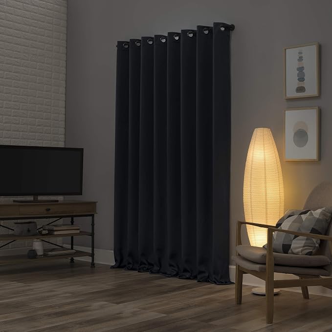 Sun Zero Nordic 2-pack Theater Grade Extreme 100% Blackout Grommet Curtain Panel Pair, 52" x 63", Navy Blue