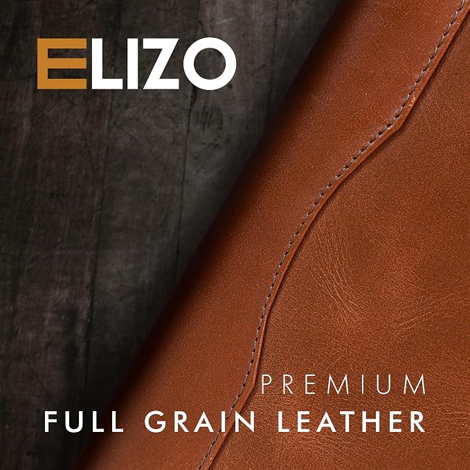 ELIZO Leather A5 Portfolio Padfolio Folio A5 Notebook Journal Cover Planner Binder Small Mens Business Work Folder Organizer (Tan)