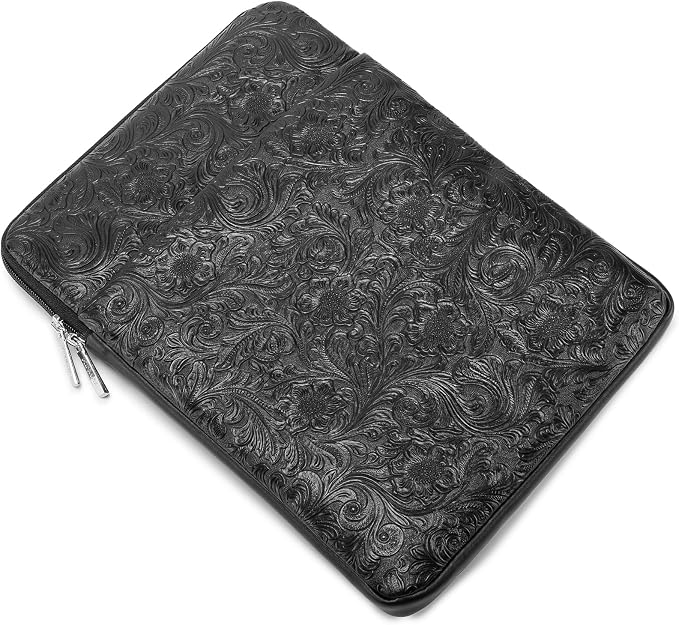 Kinmac 360° Protective Vertical Laptop Sleeve Case Cover Bag (Paisley Black PU, 13.5 inch-14 inch)