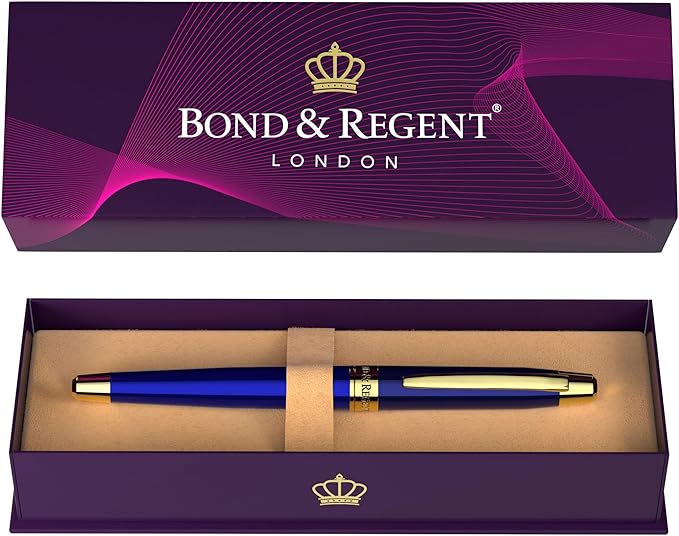 Bond & Regent 24 Karat Gold Luxury Rollerball Pen - Fancy Executive Professional Writing Gift Set for Men & Women, Nice Pens, Royal Blue