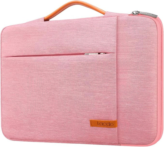 Lacdo 360° Protective Laptop Sleeve Case for 16 inch MacBook Pro M5 Pro/Max A3428 A3429 (2026), M4/M3/M2/M1 A3403 A3186 A2991 A2780 A2485 A2141, 15 inch Surface Laptop 7/6/5/4/3 Computer Bag, Peach