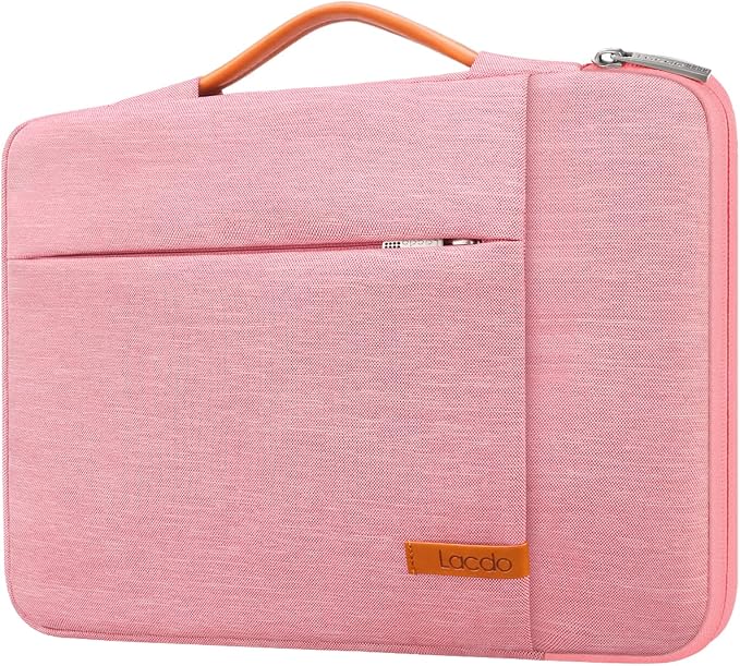 Lacdo 360° Protective 15-15.6 Inch Laptop Sleeve Case for Acer HP Lenovo Dell ASUS Laptop, Acer Aspire 15, HP Pavilion 15, Dell Inspiron 15, Lenovo IdeaPad 15, ASUS ZenBook 15 Computer Bag, Peach