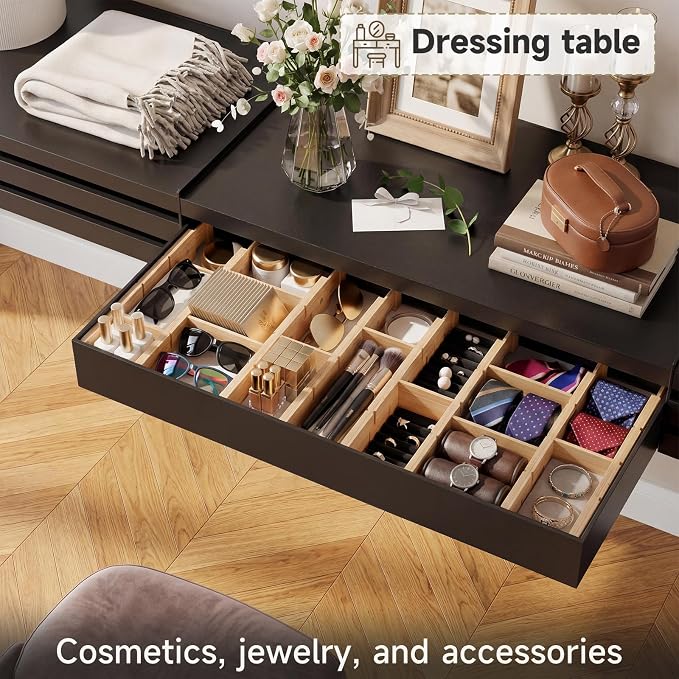 Bamboo Drawer Dividers, Expandable Kitchen Drawer Organizer | Include 4 Dividers, 4 Small Inserts and 4 Medium Inserts for Home, Office, Dressers