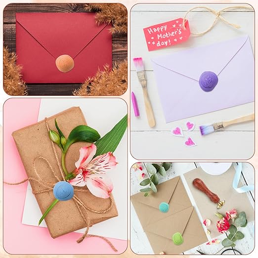 Wax Seal Stamp Kit,12pcs Sealing Wax Stamp Heads Flower Classical Wax Sealing Stamp Crafts Wax Seal Stamp with a Wooden Handle for Invitation Envelopes Letters