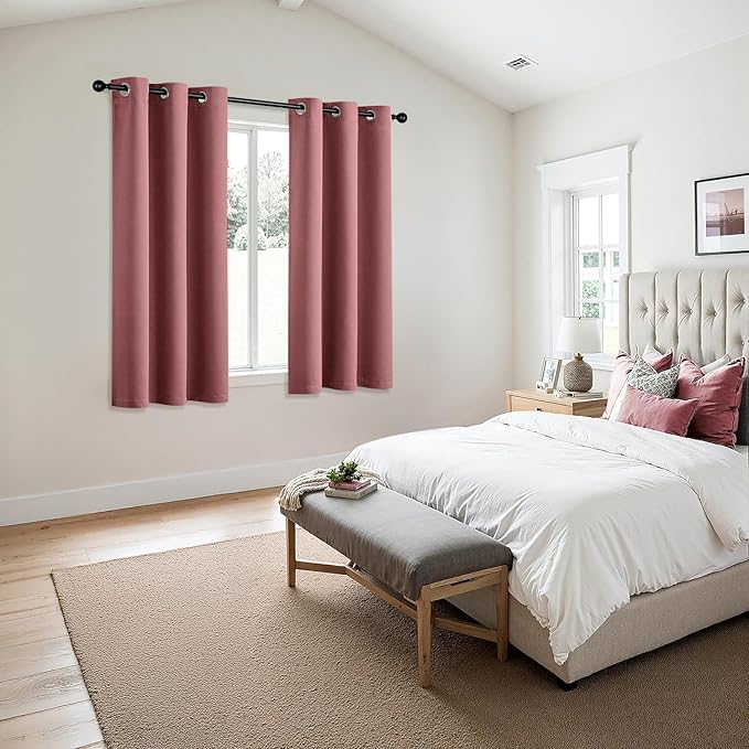 MIULEE Blackout Curtains for Bedroom Living Room 2 Panels, Thermal Insulated Room Darkening Drapes Grommet Noise Reducing Light Blocking Window Treatments 54 Inches Long 40x54 Inch Dusty Rose