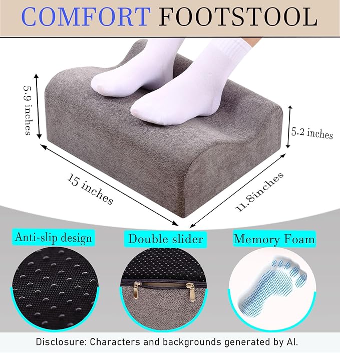 Foot Rest for Under Desk at Work,At Work Soft Ergonomic Footrest,Support Foot Pillow,Heel Chair,Leg Elevation Pillow(Dark Gray)