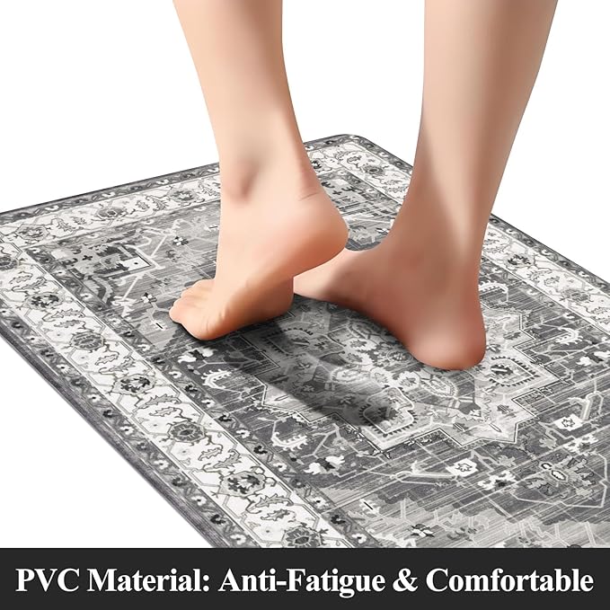 Cushioned Kitchen Rug Sets 3 Piece Anti Fatigue Kitchen Mats for Floor Non Slip Waterproof Kitchen Rugs and Mats Comfort Standing Mat Runner for Home Office,Sink,Laundry