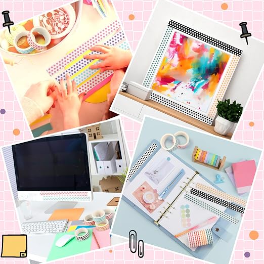 24 Rolls Polka Dot Washi Tape Back to School Gifts Colorful VBS Polka Dot Washi Stickers Bulk for Crafting Gift Journals Planners Scrapbooking Gift Wrapping DIY Crafts Favors