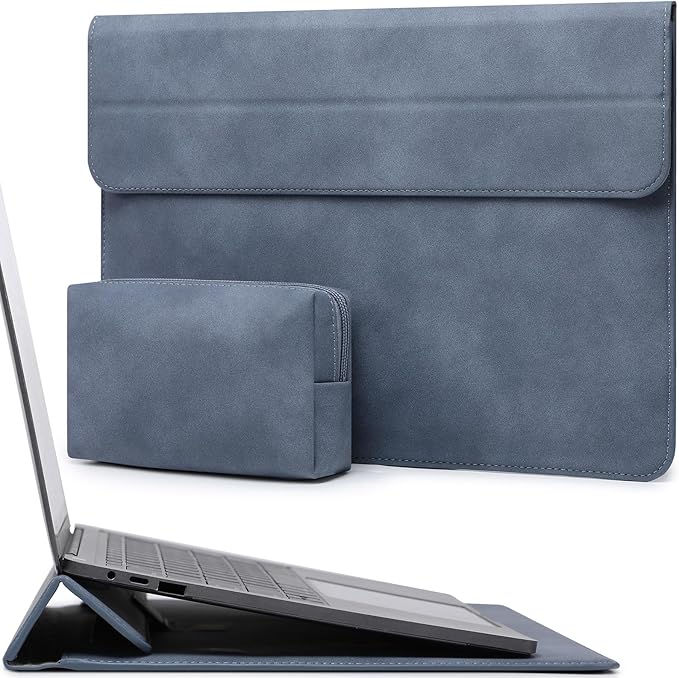HYZUO 13.3-14 Inch Laptop Sleeve Case with Stand Feature for MacBook Pro 14 M5/M4/M3/M2/M1 2026-2021, MacBook Pro/Air 13.3, 13.5" 13.8" Surface Laptop, HP Spectre X360 13/14, Haze Blue