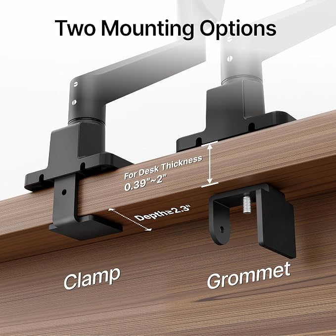 monTEK Single Monitor Arm with USB for Max 45 Inch Ultrawide Screens Adjustable Monitor Desk Mount Holds 35 Lbs Cable Management with C Clamp/Grommet Desk Mount, VESA 75/100mm