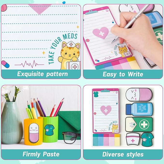 B1ykin Cute Sticky Notes Set - Keep Calm I’m A Nurse Self-Stick Notes Pad, 550 Sheets Writing Memo Pages Sticky Notepad for Teacher Appreciation Gifts, School Office Party Supplies (Funny Nurse)