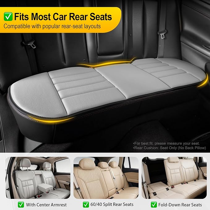 kingphenix 3-Piece Memory Foam Car Seat Cushion Set for Driving Comfort | 2 Front Seat Cushions and 1 Rear Bench Pad, 1.2-Inch Memory Foam, Non-Slip Bottom for Sedan, SUV, Truck and Van, Gray