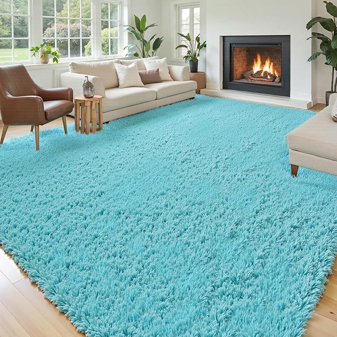Rugs for Living Room 6x9, Alfombras para Salas Shag Large Plush Soft Area Rug, Shaggy Carpets for Bedroom,Home Decor Aesthetic(Teal Blue, 6 x 9)