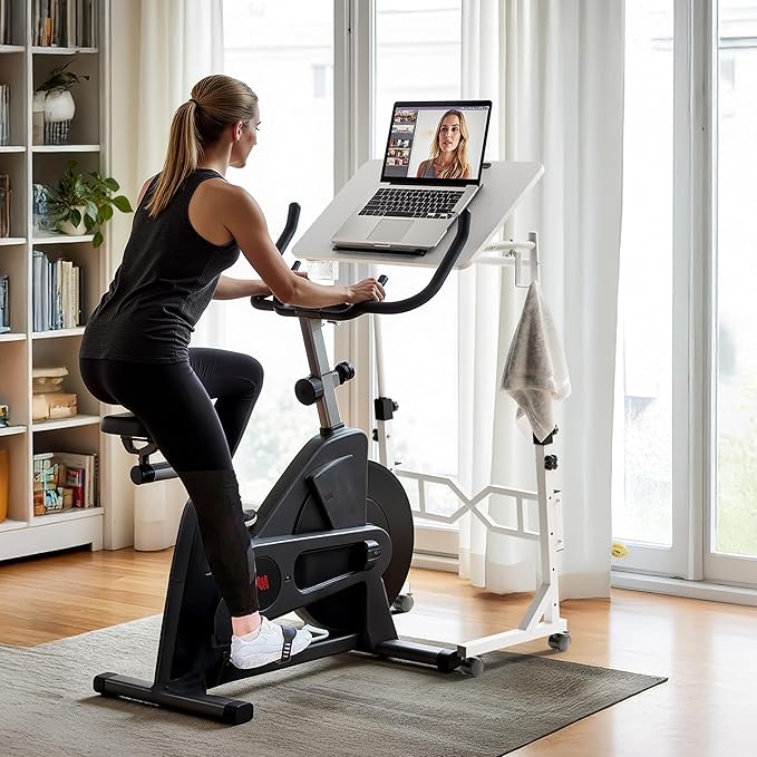 Small Standing Desk with Wheels, 29.5-45.3 Inch Adjustable Height, Portable Treadmill Desk, Rolling Computer Table for Walking Pad with a Cup Holder and a Hook