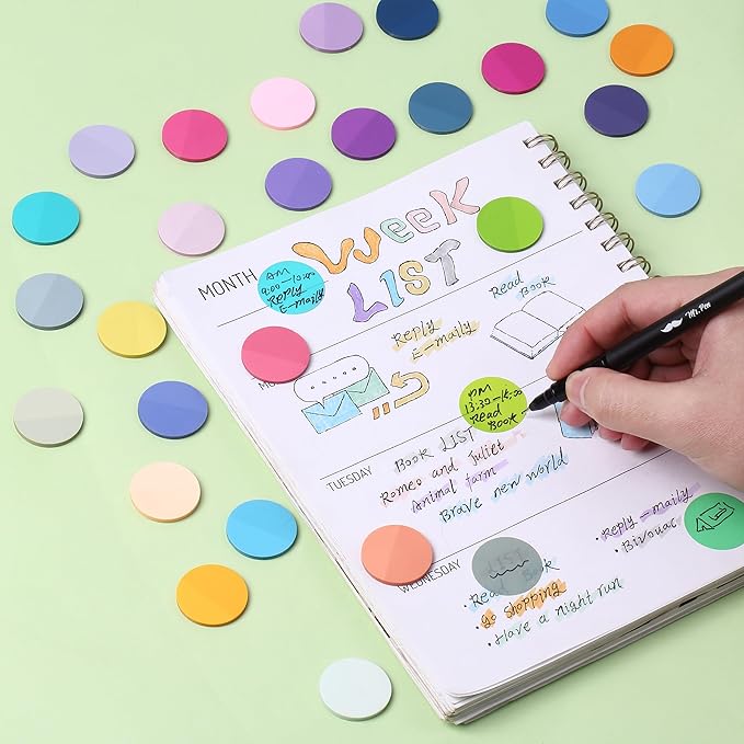 Mr. Pen- Transparent Sticky Note Set, 1120 Sheets, Colorful, Round Transparent Sticky Notes Set