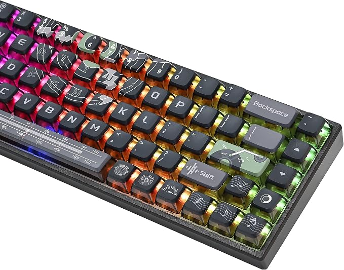 Fogruaden Pudding Keycaps 60 Percent, 118 Dye-Sublimation Keycaps Set, ASA Profile Custom Keycap Mechanical Keyboard(Grey Sound)