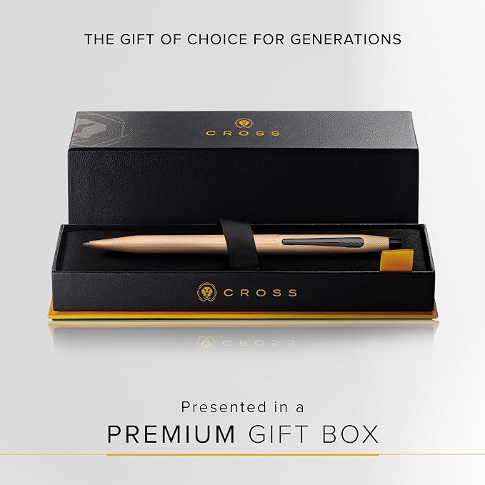 Cross Classic Century Brushed Rose-Gold PVD Ballpoint Pen - Refillable Pen for Effortless Writing - Black Ink - Durable Construction - Premier Distinctive Look - Gift-Ready