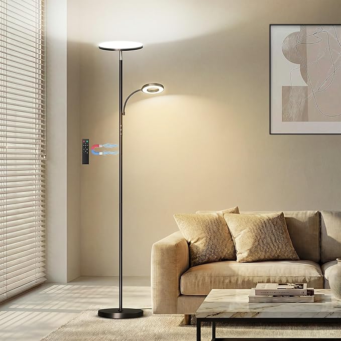 marctronic Floor Lamp, Upgraded 42W 4000LM Super Bright LED Floor Lamp for Living Room Bedroom, Dimmable Standing Reading Floor Lamps with Remote & Touch Control