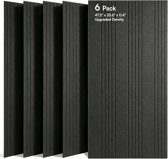 SODOCT 6 Pack Large Acoustic Panels, 47.2" X 23.6" X 0.4" Sound Proof Panels for Walls, Decorative Sound Absorbing Panels for Home Studio & Office, Black