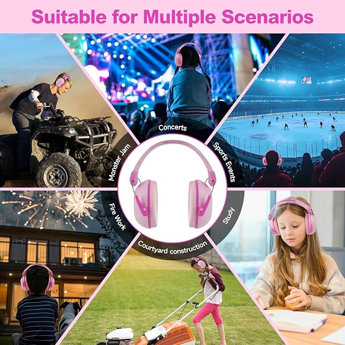 Noise Cancelling Headphones for Kids, Kids Ear Protection 28dB SNR Noise Reduction Ear Muffs for 3-16 Years Toddler/Children, Noise Cancelling Hearing Protection For Fireworks/Monster Truck