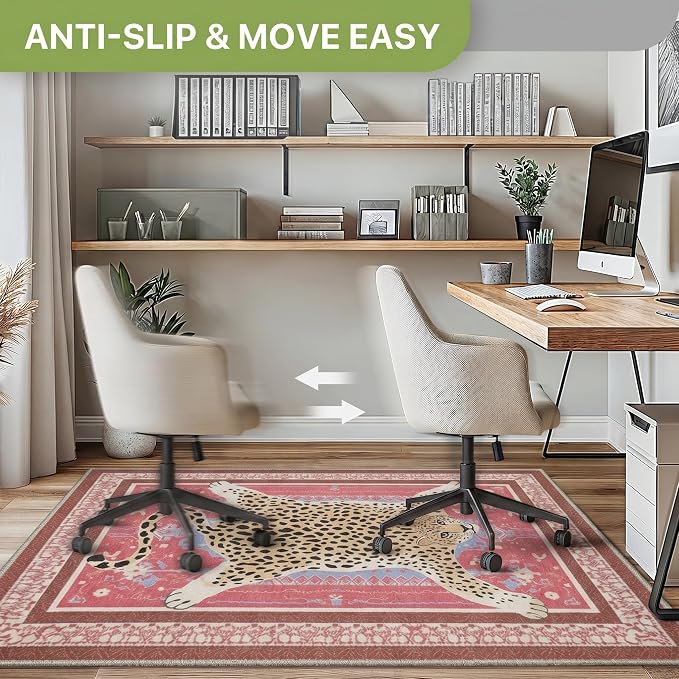 48"x60" Office Chair Mat for Hardwood Tile Floor, Under Desk Carpet Protector for Rolling Computer Chair Mat, Machine Washable Area Rug, Anti-Slip 1/5" Thick Low Pile Thin Floor Mat, Desert Green