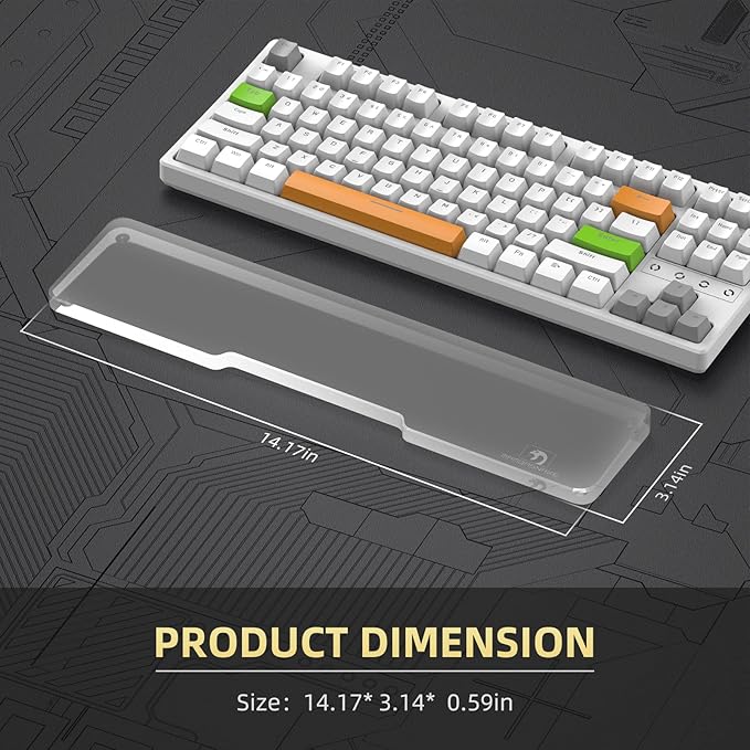 Acrylic Keyboard Wrist Rest - TENKEYLESS (TKL) 80% Keyboard- Mechanical Keyboards Ergonomic Palm Rest for Computer Keyboard,Anti-Slip Base,Wrist Pad for Laptop,Office & Home-Easy Typing
