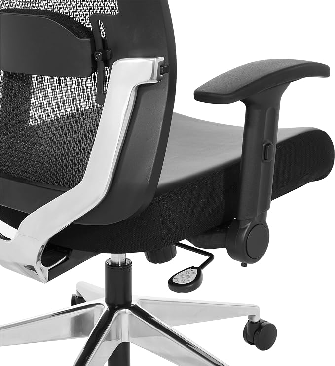 Space Seating 867A Series Adjustable Manager's Office Chair with Breathable Matrix Back and Padded Flip Arms, Black Bonded Leather