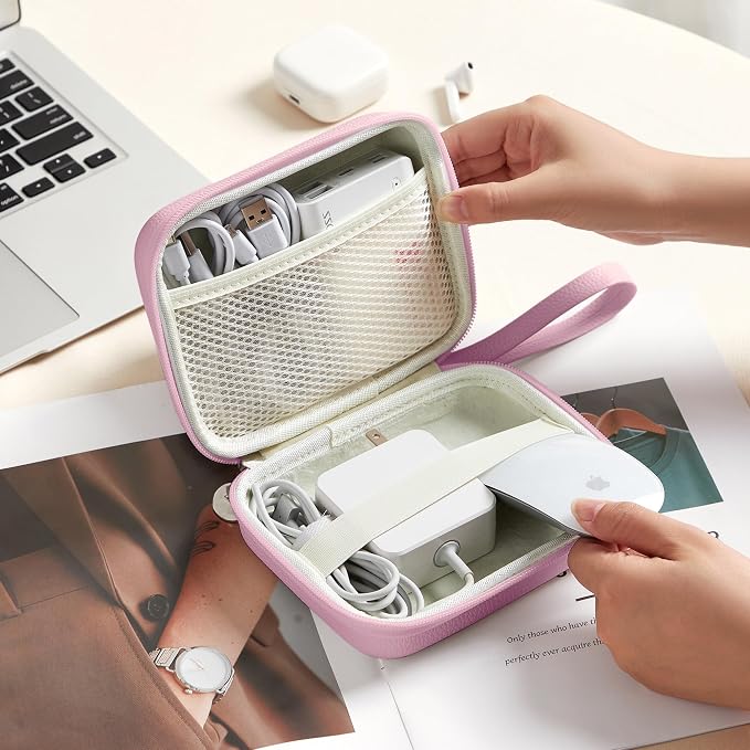 Charger Case for Macbook, Portable Tech Electronic Organizer Bag, Small Travel Storage Pouch for Laptop Accessories, MacBook Power Adapter, Charging Cords, USB Drives (Light Purple, L)