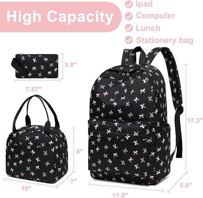LEDAOU Backpack for Girls School Bag Kids Bookbag Teen Backpack Set Daypack with Lunch Bag and Pencil Case | Kids