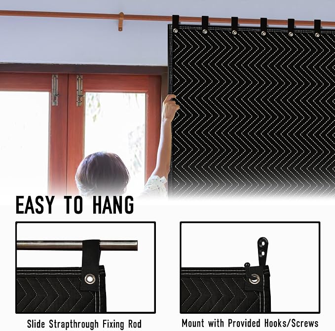 2PCS Large Sound Dampening Blanket,96" x 80" Sound Absorbing Studio Blanket,Noise Cancelling Studio Acoustic Blanket Curtain/Light Blocker/Moving Blanket