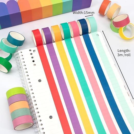 Washi Tape Set 30 Rolls, Decorative Tape, Colored Tape, Scrapbook Tape, Craft Tape for Scrapbook Supplies, Journaling, Washy Tape, Washy