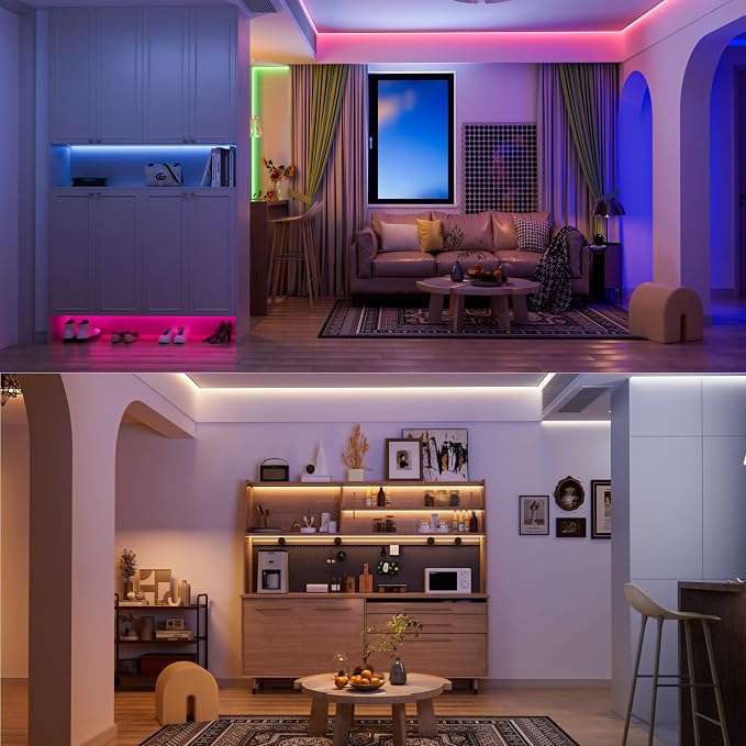 PAUTIX COB LED Strip Lights,32.8ft RGB+CCT 2700K-6500K White LED Lights,Dimmable Color Changing RGB LED Strip Light,with Remote/APP Control,for Kitchen Cabinets,Ceiling,Party DIY Lighting Projects