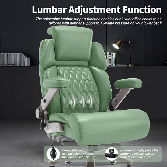 Big and Tall Office Chair 700lbs, Ergonomic High Back Computer Desk Chair | Adjustable Headrest&Lumbar Support, 3D Flip Arms, Large Wheels, Heavy Duty Metal Base, Thick Padded Wide Seat Executive Chair