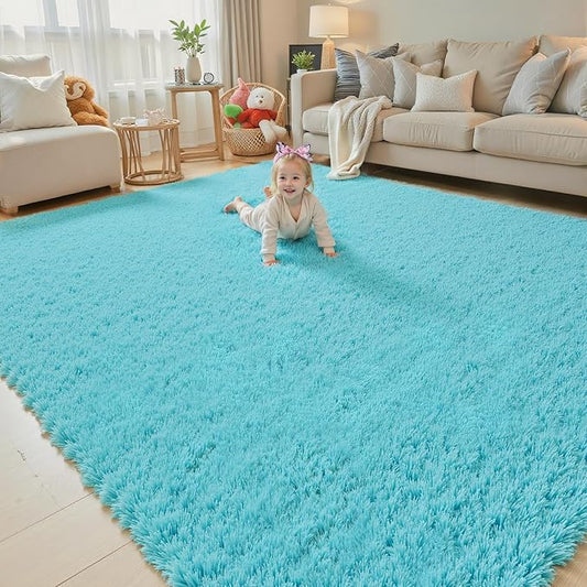 Rugs for Living Room 6x9, Alfombras para Salas Shag Large Plush Soft Area Rug, Shaggy Carpets for Bedroom,Home Decor Aesthetic(Teal Blue, 6 x 9)