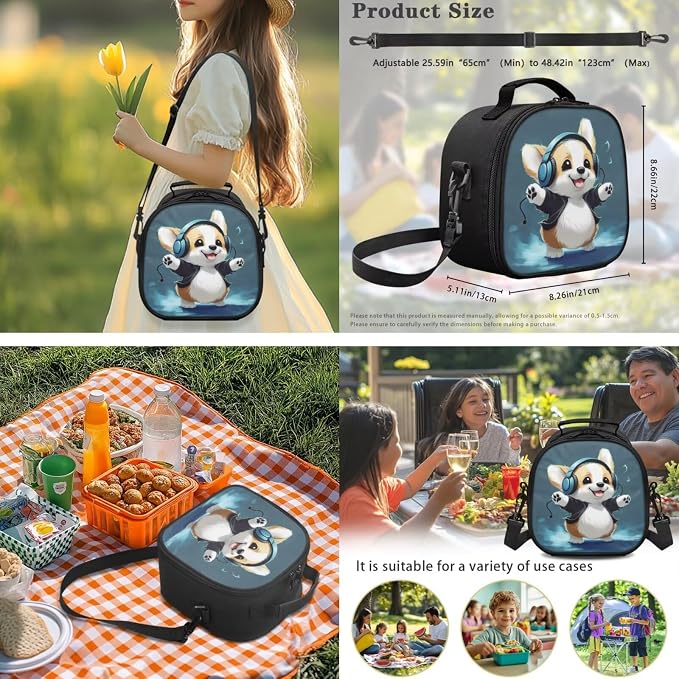 Ystardream Baby Corgi Backpack for Girls Elementary Backpack with Lunch Box & Pencil Case & Water Bottle Sleeve,Teen Kids Sturdy Schoolbag Book Bag Set 4 In 1 Back to School Supplies