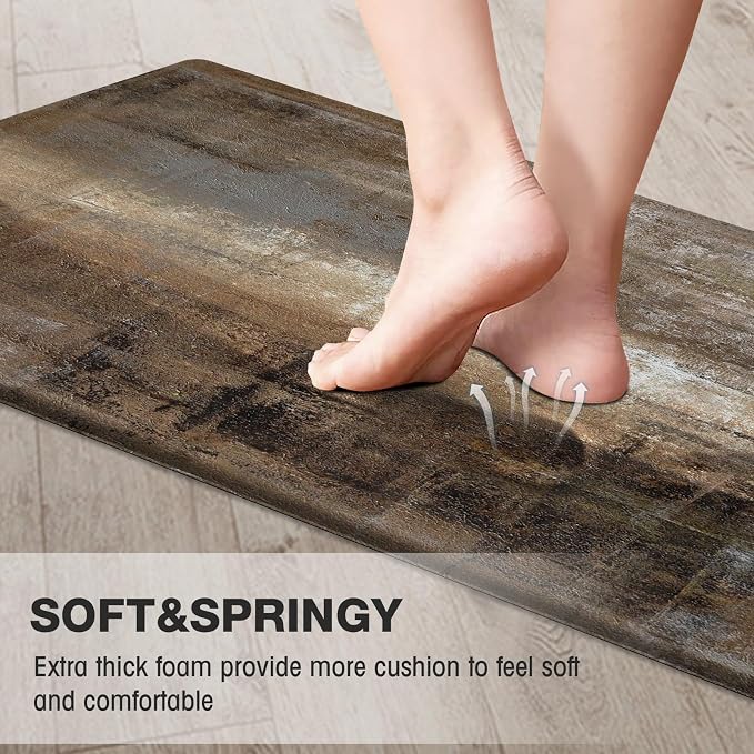 MAYHMYO Kitchen Rug Anti Fatigue Kitchen Mat Cushioned Taupe Abstract Art Kitchen Rugs Non Skid Waterproof Kitchen Rugs and Mats for Floor Laundry Standing Desk Sink