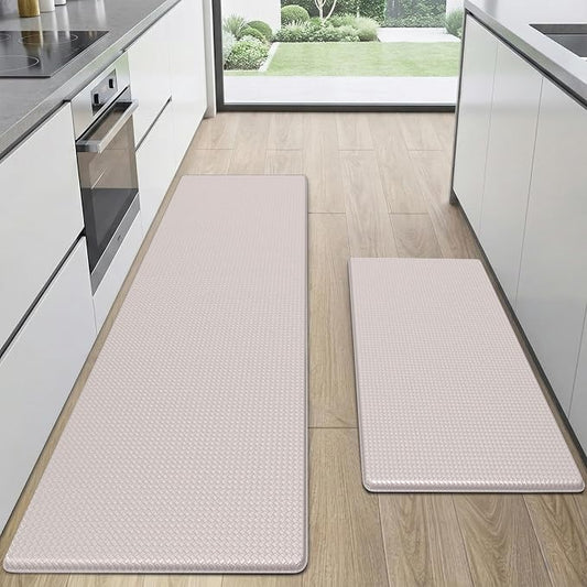 Kitchen Mats for Floor, [2PCS] Anti-Fatigue Kitchen Rugs, Ivory | Cushioned Comfort,Non-Slip Backing,Waterproof Surface,Soft Underfoot,Easy Clean,Kitchen Sink,Laundry Room,Standing Desk