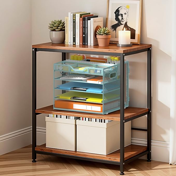 Docnest 5 Tier Letter Tray with Hanging File Box, Blue | Mesh Desk Organizer, Built-in Pen Holder and Handles, Desktop Storage organizer, For Mail Documents Office Supplies