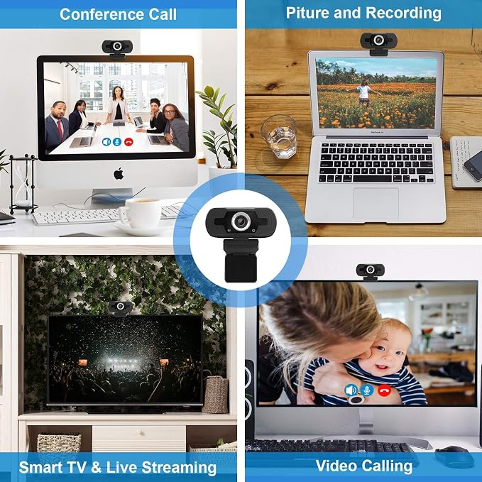 Anivia Upgraded 1080P HD Webcam with Microphone, Web Camera, USB Camera for Computer Plug and Play, 30FPS, for Meetings Video Calls Compatible with Desktop Laptop
