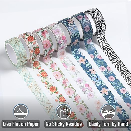Mr. Pen- Washi Tape Set, 21 Rolls, Assorted Sizes, Floral Vintage | 5 Yards/Roll, Washi Tape for Scrapbook, Arts, Crafts, Journals and Planners