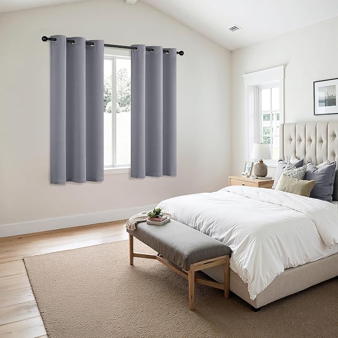 MIULEE Blackout Curtains for Bedroom Living Room 2 Panels, Thermal Insulated Room Darkening Drapes Grommet Noise Reducing Light Blocking Window Treatments 54 Inches Long 40x54 Inch Silver Grey