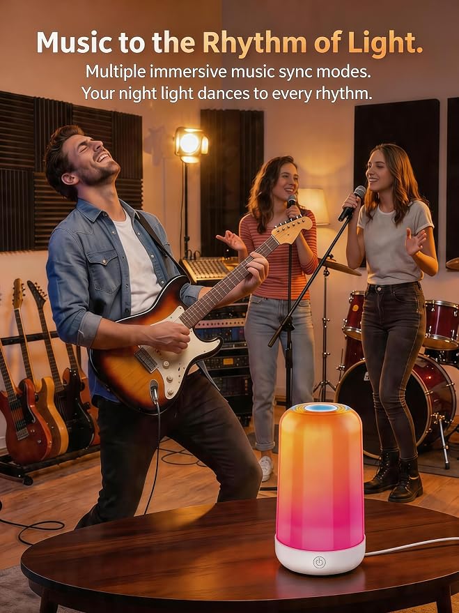 Smart Touch Bedside Table Lamp [Multi-Color & Warm Lights], 3600mA Cordless Small Table Lamp Rechargeable, 7 Colors & Fully Dimmable LED Night Lights for Bedroom Nightstand Nursery Living Room