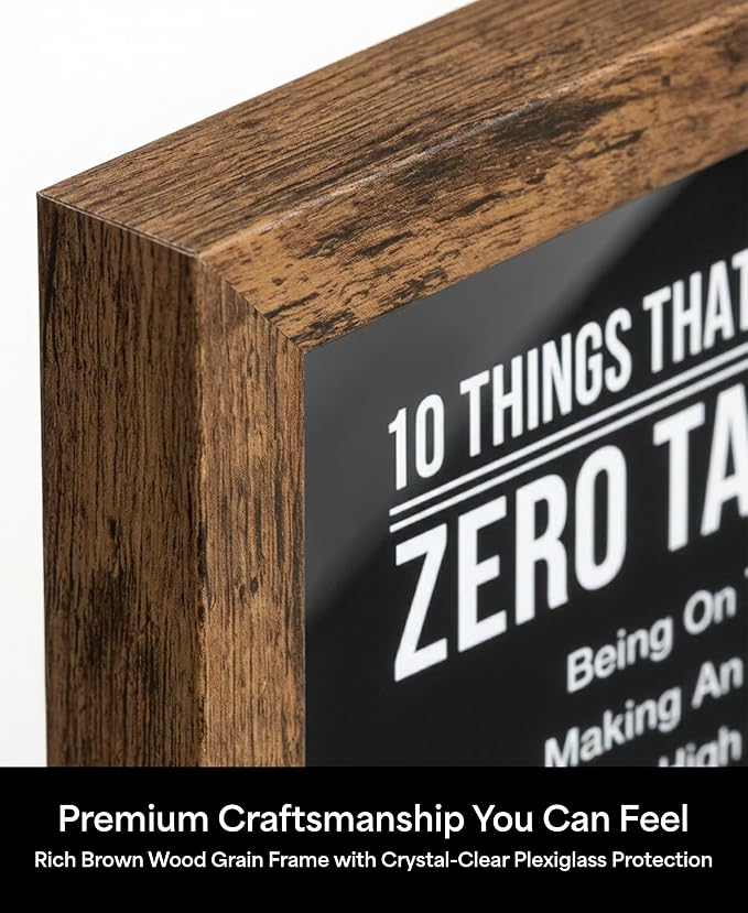 10 Things That Require Zero Talent Motivational Wall Decor, 8x10 Brown Framed Office Wall Art Print, Inspirational Leadership Quote Poster for Work, Gym, Classroom and Team Building