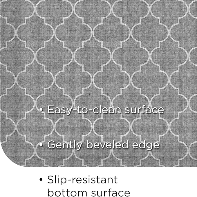 NewLife by GelPro Anti-Fatigue Designer Comfort Kitchen Floor Mat, 20x32”, Trellis Grey Resistant Surface with 3/4” Thick Ergo-Foam Core for Health and Wellness