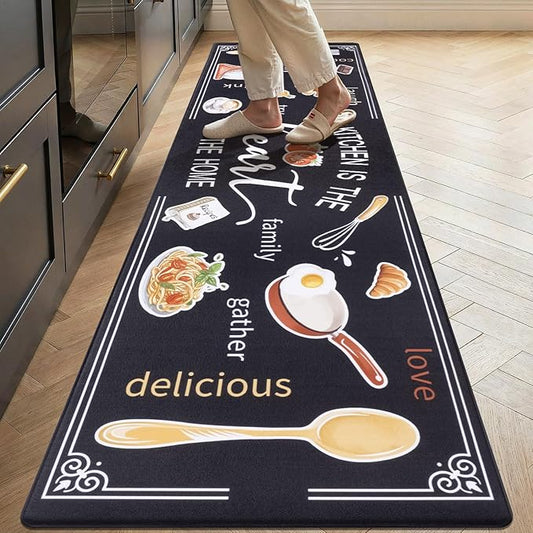 Yamaziot 24"x 94" Anti Fatigue Kitchen Rug, Non-Slip Cushioned Floor Mat | Waterproof, Stain Resistant, Farmhouse Cushioned Comfort Standing Desk Mat Runner Rug for Kitchen, Office, Sink, Laundry