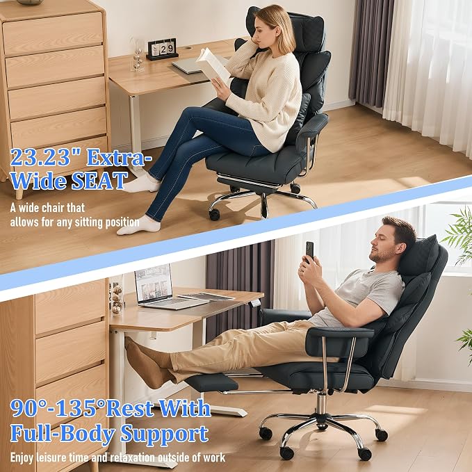 DYHOME 500 Lbs Kneading Massage Office Chair with Foot Rest Reclining Black | Ergonomic Computer Chair, High Back Thick Cushion, Big & Tall, Comfy Leather, Heavy Duty Home Executive