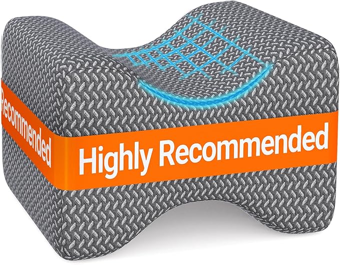 BlissTrends Memory Foam Knee Pillow, Knee Pillow for Side Sleepers, Leg Pillows for Sleeping Blood Circulation, Elevation Pillow for Spine Aligning, Sciatica, Hip, Knee, Ankle Pain, Dark Grey, X-Large